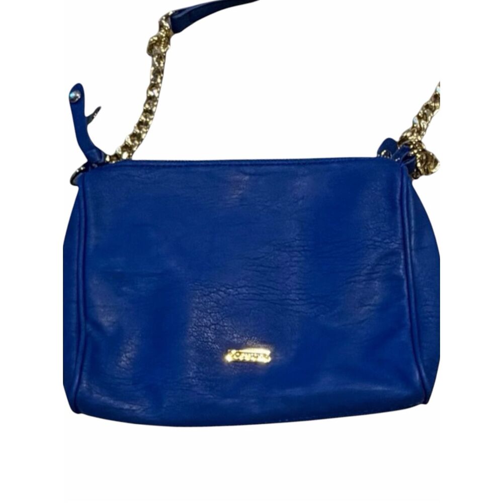 CESCA Royal Blue Faux Leather Crossbody Shoulder Bag Gold Chain Strap